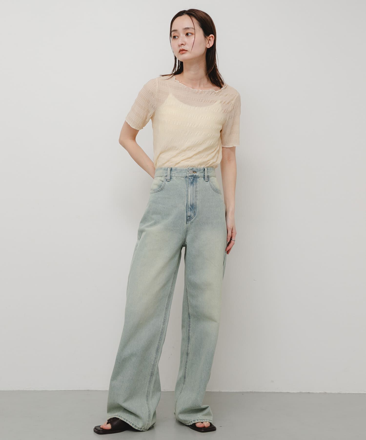 SENSE OF PLACE by URBAN RESEARCH「シャーリングシアートップ(5分袖)」|Tシャツ・カットソー|