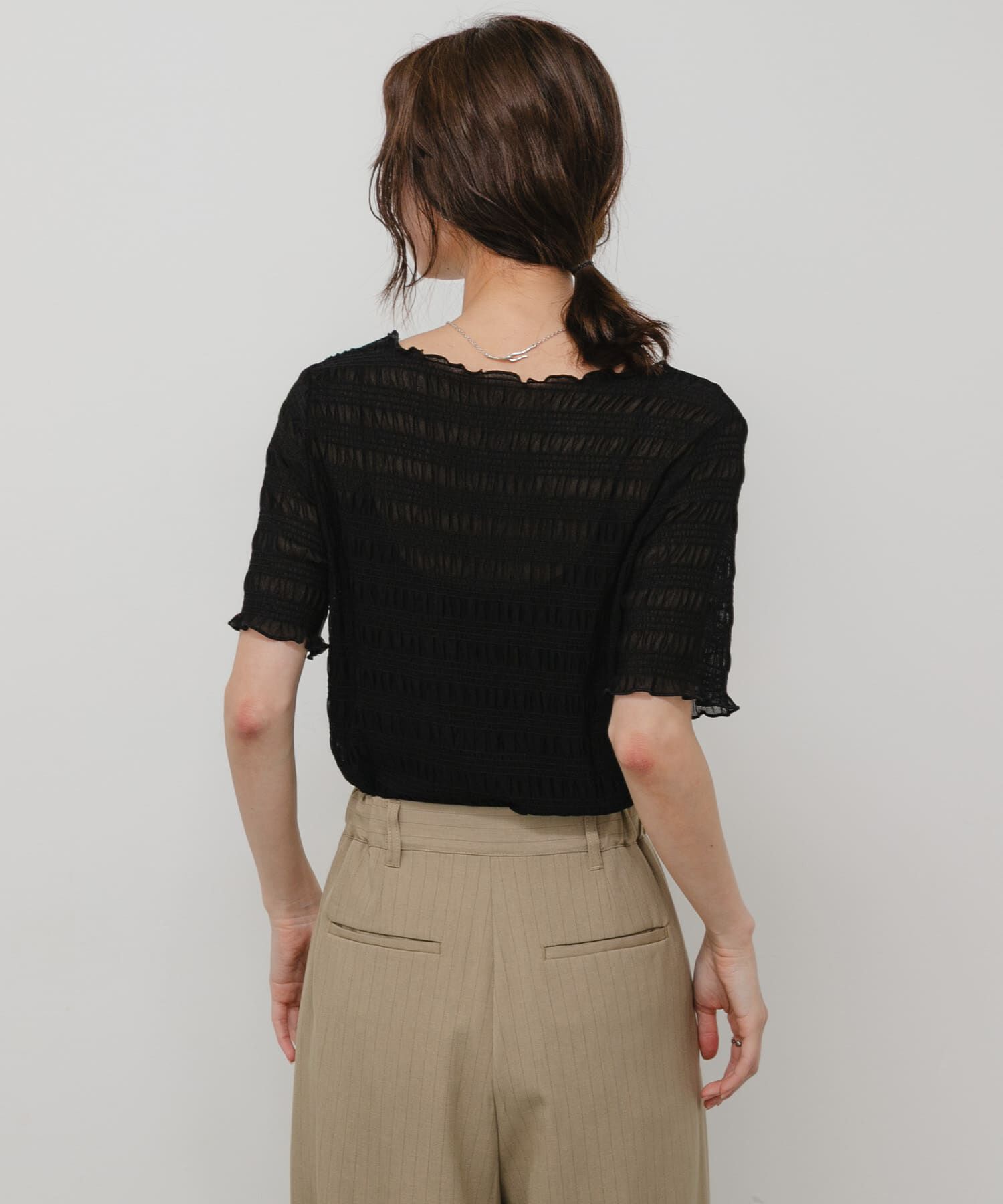 SENSE OF PLACE by URBAN RESEARCH「シャーリングシアートップ(5分袖)」|Tシャツ・カットソー|