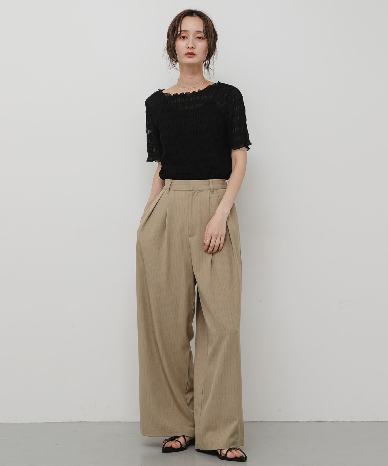 SENSE OF PLACE by URBAN RESEARCH「シャーリングシアートップ(5分袖)」|Tシャツ・カットソー|