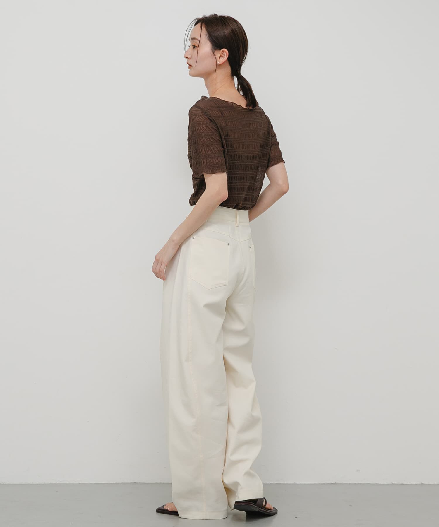 SENSE OF PLACE by URBAN RESEARCH「シャーリングシアートップ(5分袖)」|Tシャツ・カットソー|