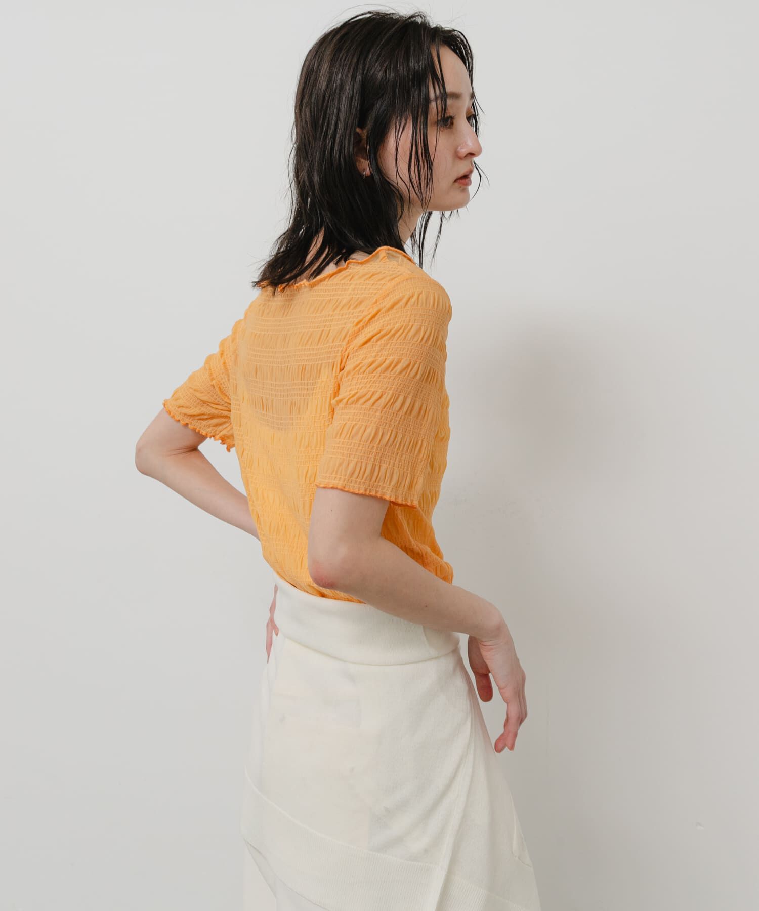 SENSE OF PLACE by URBAN RESEARCH「シャーリングシアートップ(5分袖)」|Tシャツ・カットソー|