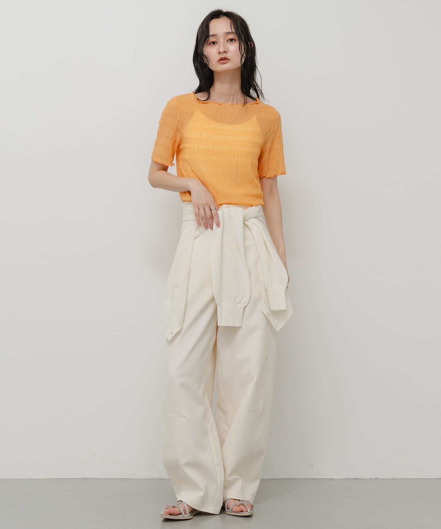 SENSE OF PLACE by URBAN RESEARCH「シャーリングシアートップ(5分袖)」|Tシャツ・カットソー|