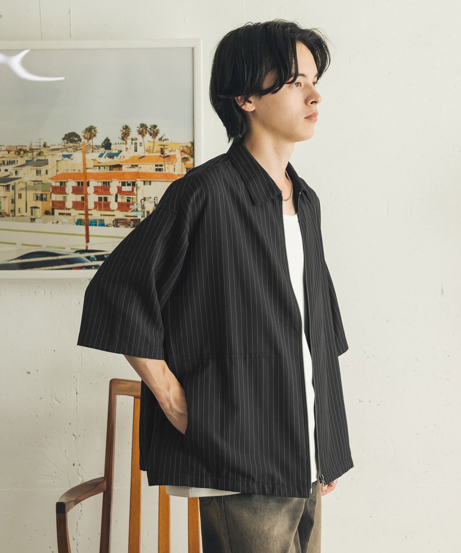 SENSE OF PLACE by URBAN RESEARCH「エクストラルーズストライプジップシャツ」|シャツ・ブラウス|