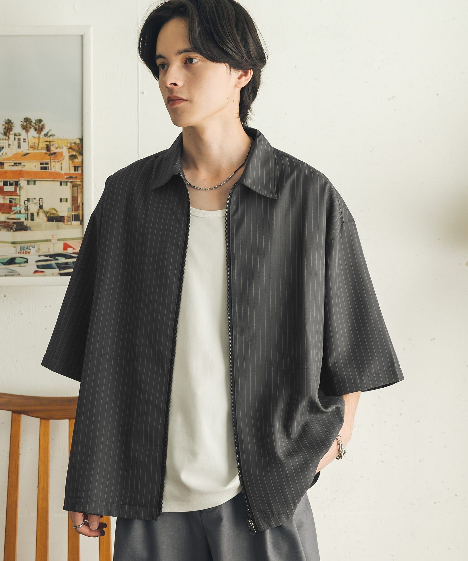 SENSE OF PLACE by URBAN RESEARCH「エクストラルーズストライプジップシャツ」|シャツ・ブラウス|