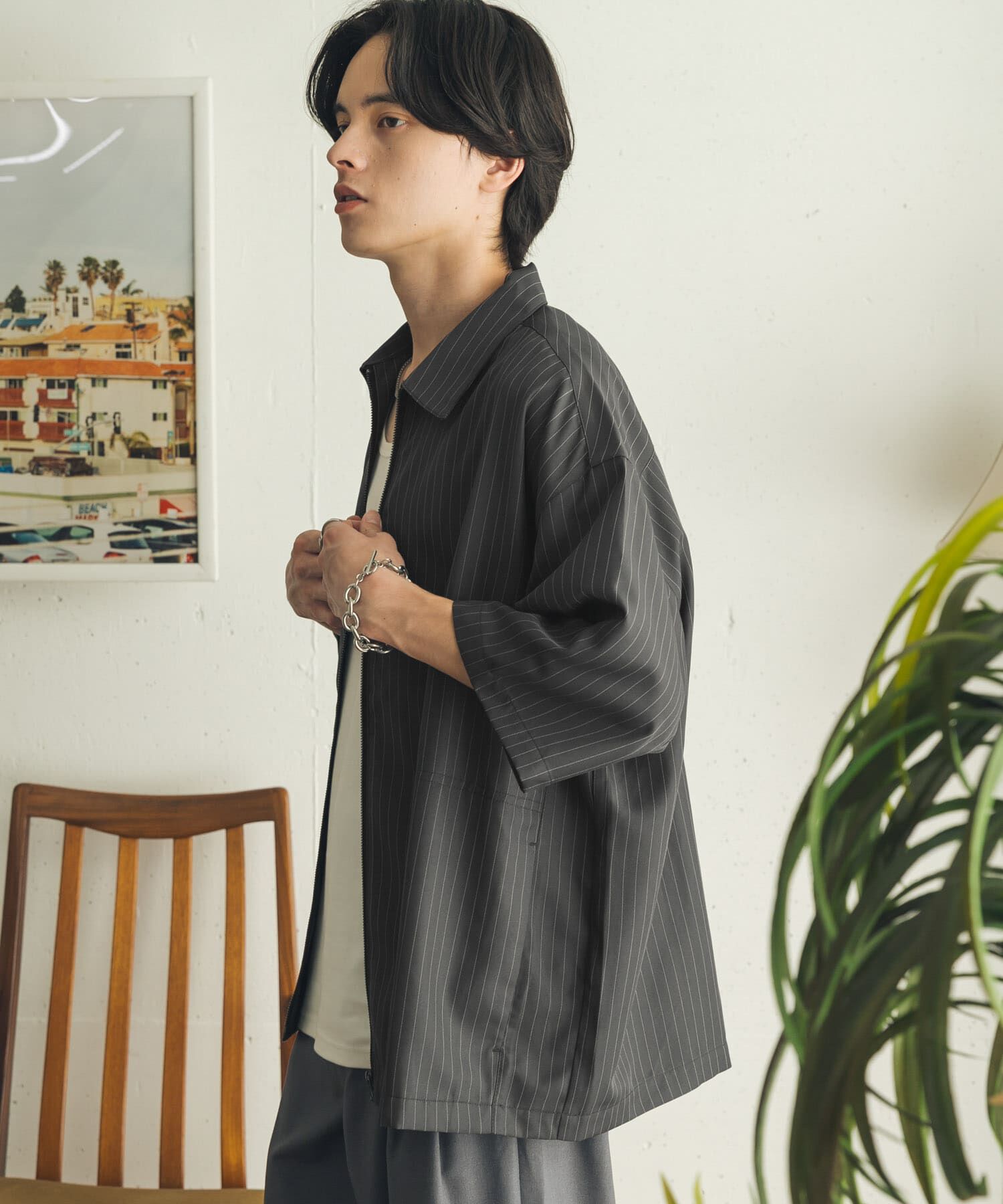 SENSE OF PLACE by URBAN RESEARCH「エクストラルーズストライプジップシャツ」|シャツ・ブラウス|