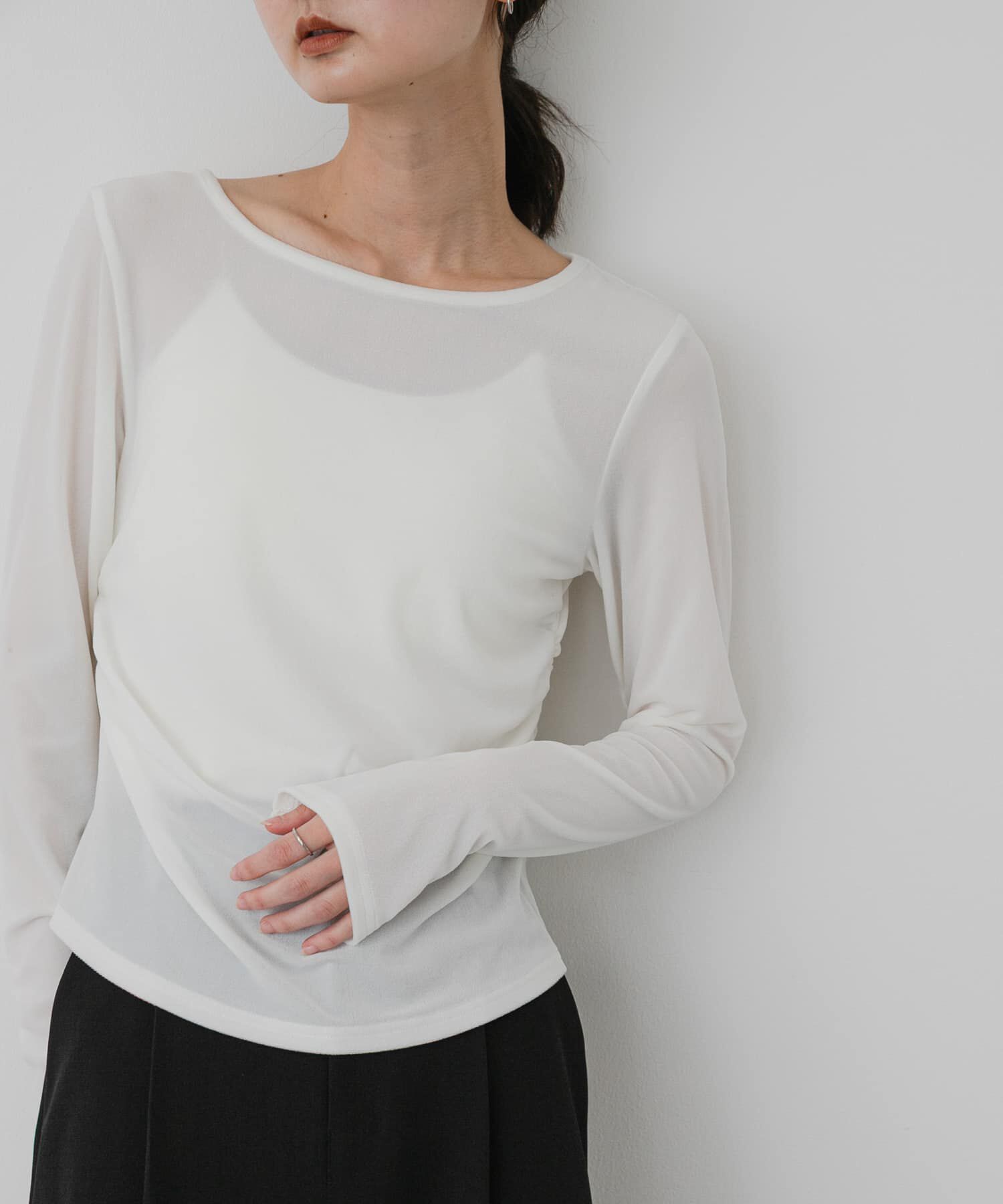 SENSE OF PLACE by URBAN RESEARCH「サイドシャーリングベロアロングTシャツ」|Tシャツ・カットソー|