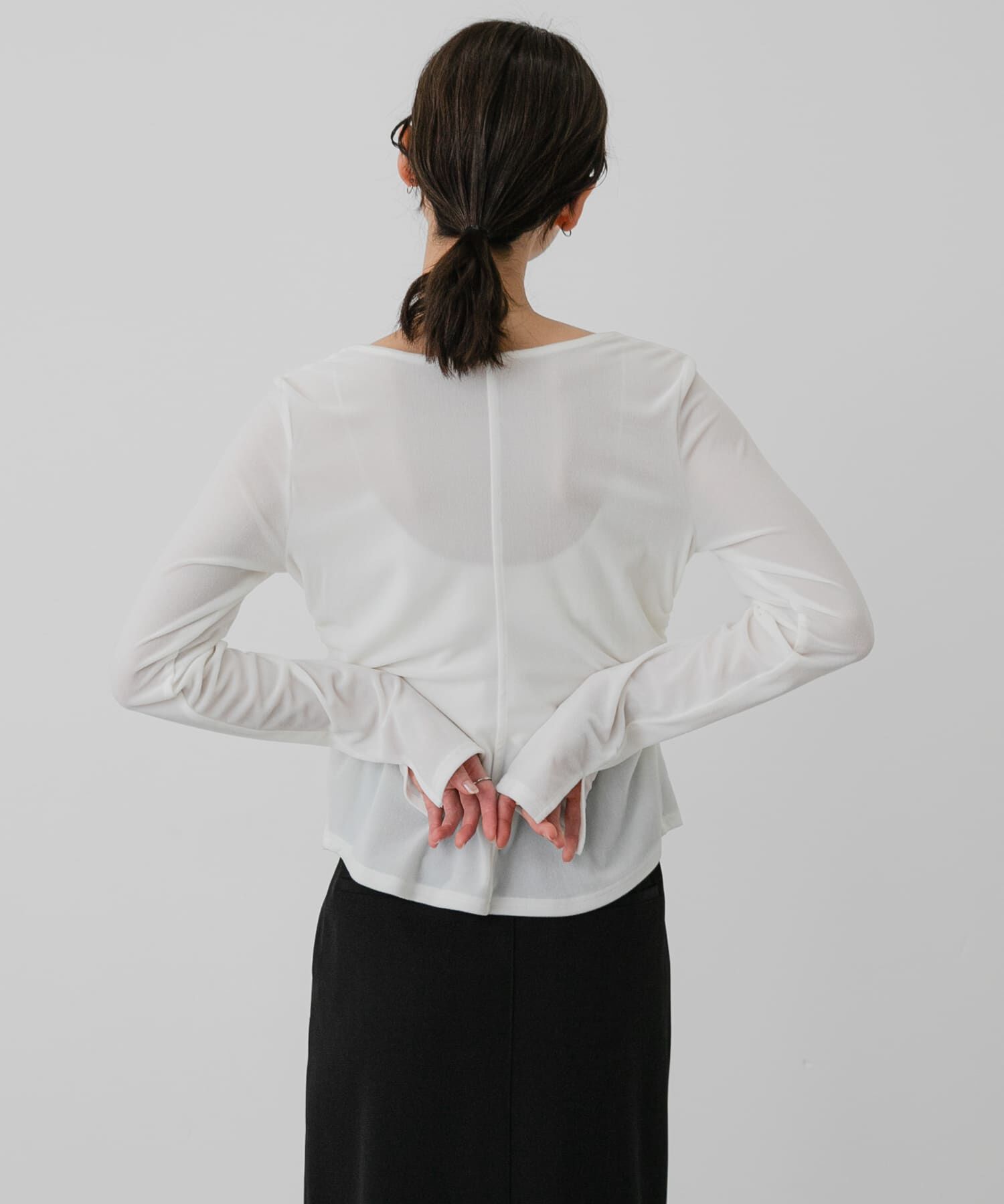 SENSE OF PLACE by URBAN RESEARCH「サイドシャーリングベロアロングTシャツ」|Tシャツ・カットソー|