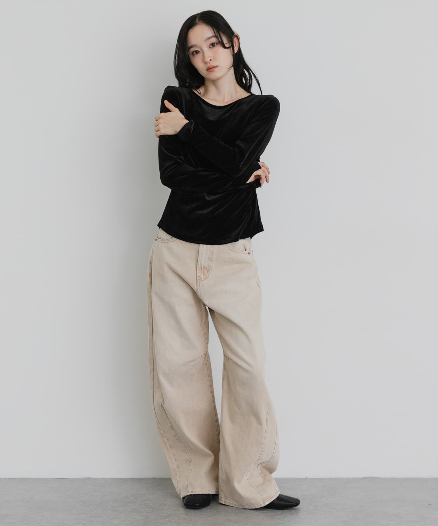 SENSE OF PLACE by URBAN RESEARCH「サイドシャーリングベロアロングTシャツ」|Tシャツ・カットソー|