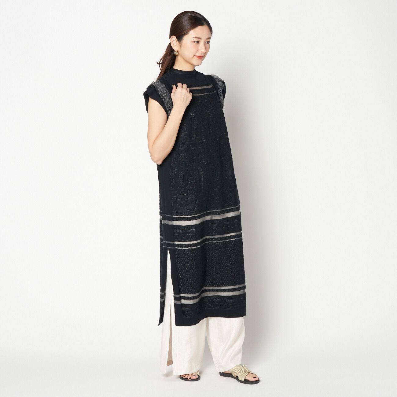  「boussole LACE JACQUARD 2WAY DRESS」|ワンピース|