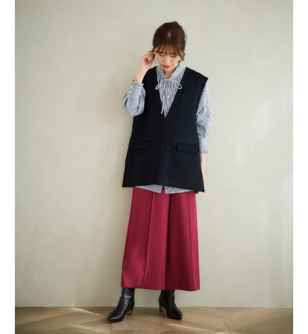 le.coeur blanc「ウールライクワイドクロップドパンツ」|スラックス|