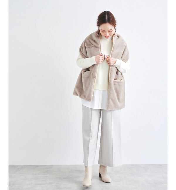 le.coeur blanc「ウールライクワイドクロップドパンツ」|スラックス|