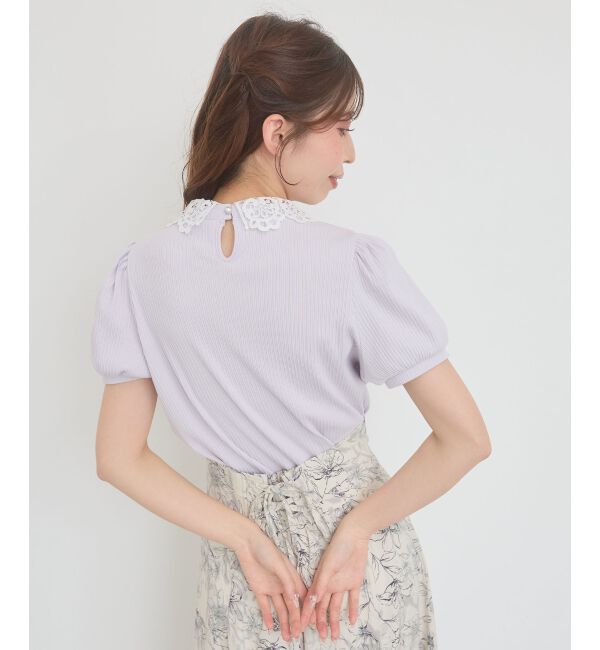  「2WAYレース襟パフスリーブトップス」|Tシャツ・カットソー|
