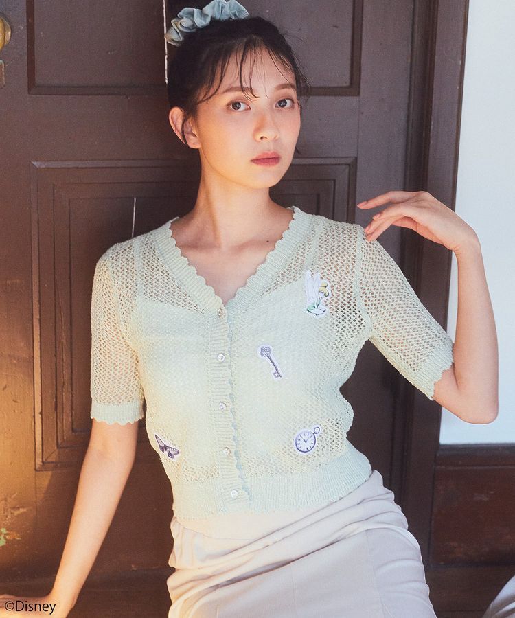 earth music&ecology「Tinker Bell/透かし編みカーディガン」|カーディガン|Light Green
