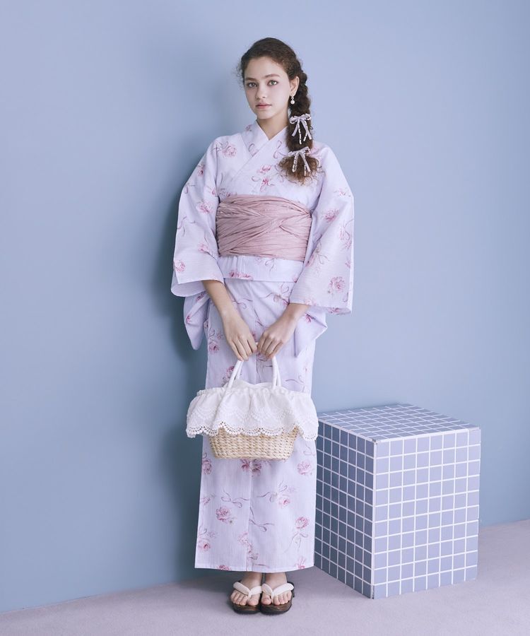 Maison de FLEUR「【セパレート/兵児帯セット】ローズリボン セパレート浴衣」|その他|サックスブルー