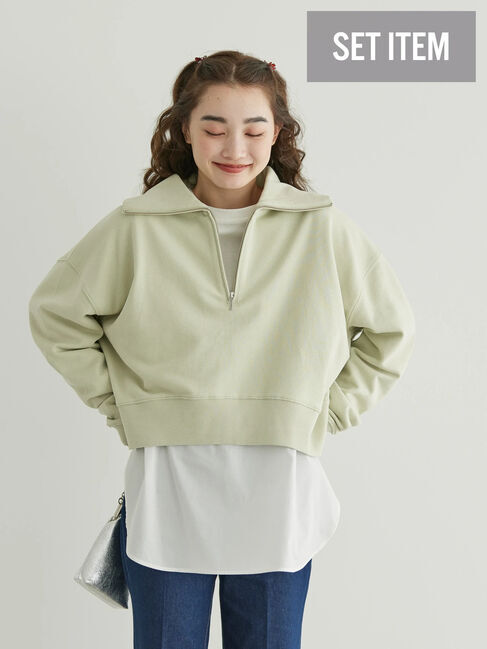  「SET ハーフZIPスウェット+シャツテールプルオーバー」|Tシャツ・カットソー|