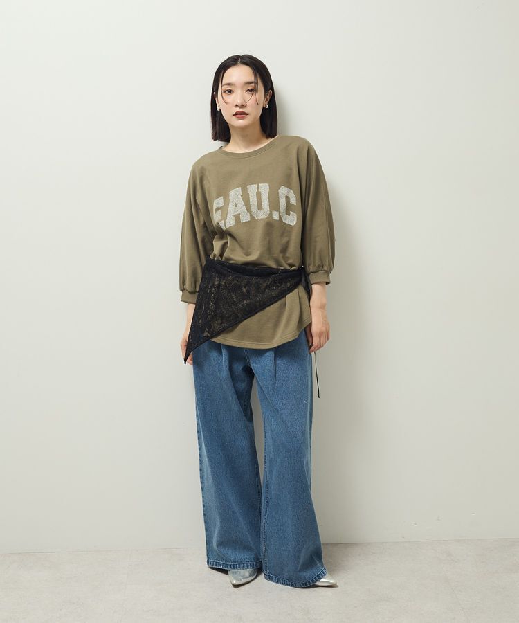 Green Parks「7分袖ミニ裏毛ドルマンロゴプルオーバー」|Tシャツ・カットソー|