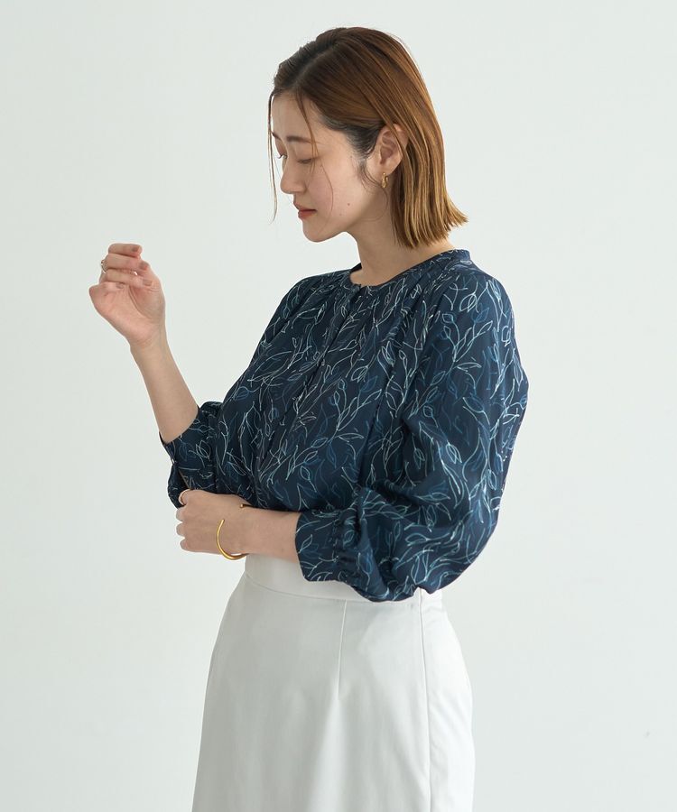 YECCA VECCA「チューリップ柄ギャザーブラウス」|シャツ・ブラウス|