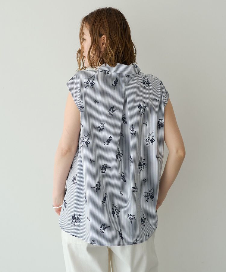 YECCA VECCA「ストライプ柄フラワー刺繍シャツ」|シャツ・ブラウス|