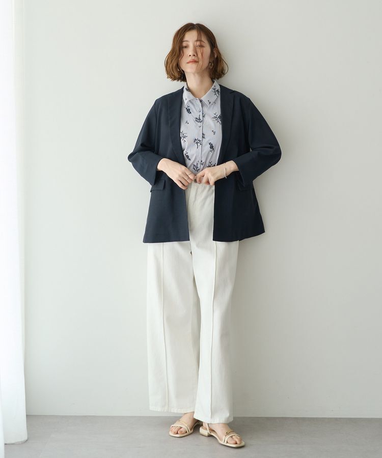 YECCA VECCA「ストライプ柄フラワー刺繍シャツ」|シャツ・ブラウス|