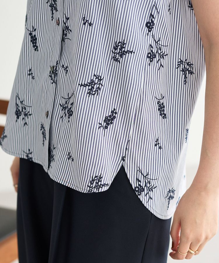 YECCA VECCA「ストライプ柄フラワー刺繍シャツ」|シャツ・ブラウス|