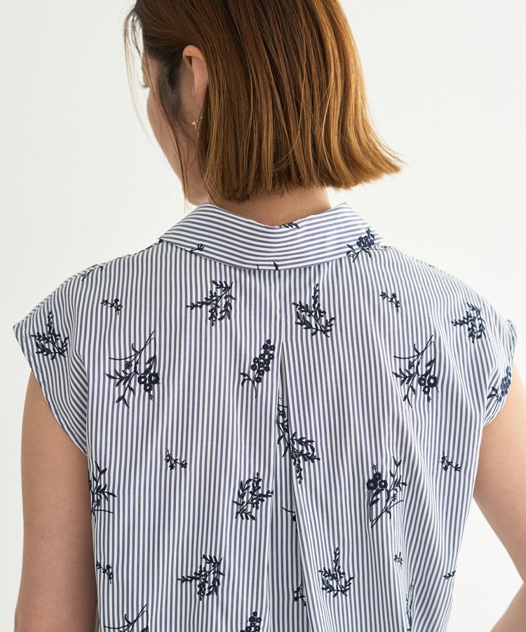YECCA VECCA「ストライプ柄フラワー刺繍シャツ」|シャツ・ブラウス|