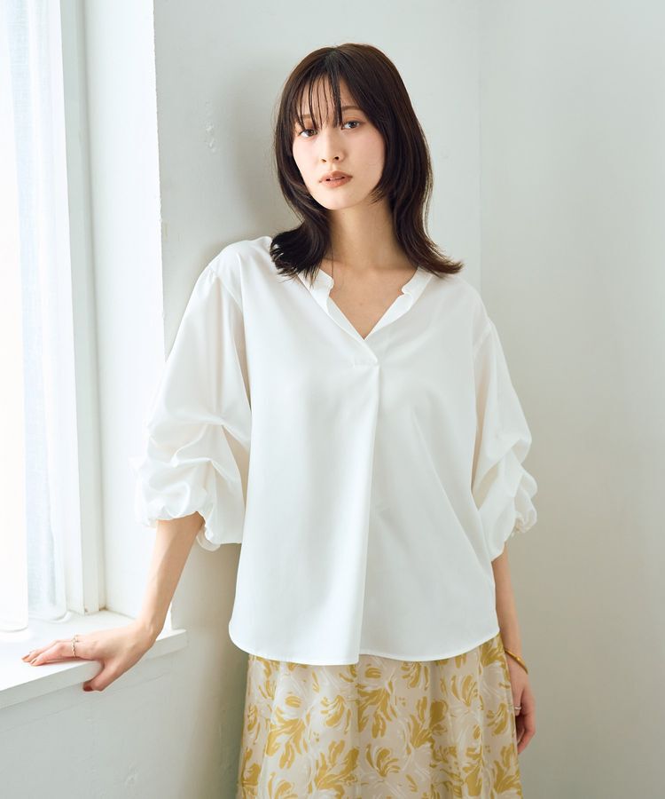 YECCA VECCA「タックスリーブスキッパーブラウス」|シャツ・ブラウス|