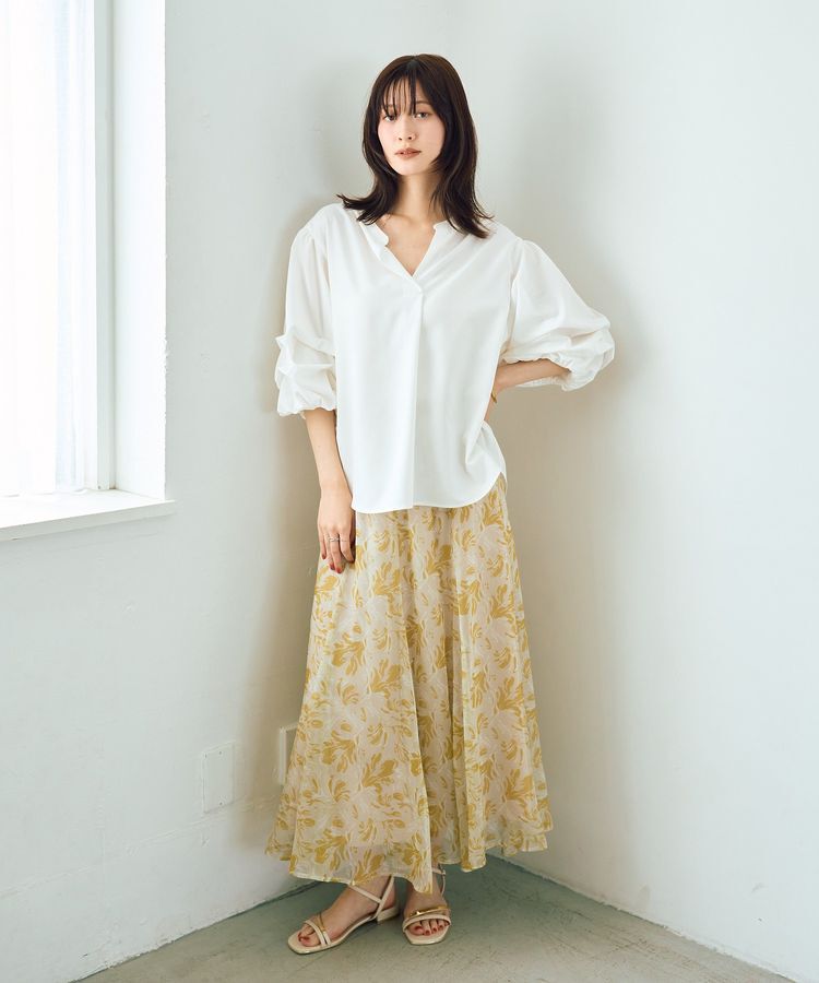 YECCA VECCA「タックスリーブスキッパーブラウス」|シャツ・ブラウス|