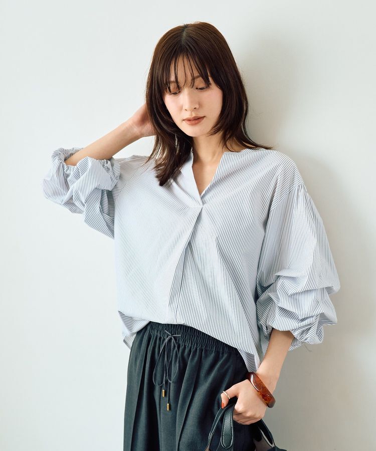 YECCA VECCA「タックスリーブスキッパーブラウス」|シャツ・ブラウス|