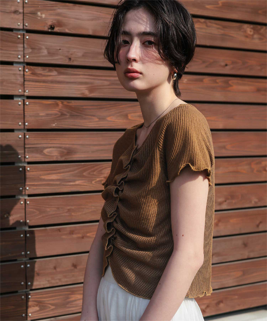 titivate「フロントギャザー半袖トップス」|Tシャツ・カットソー|
