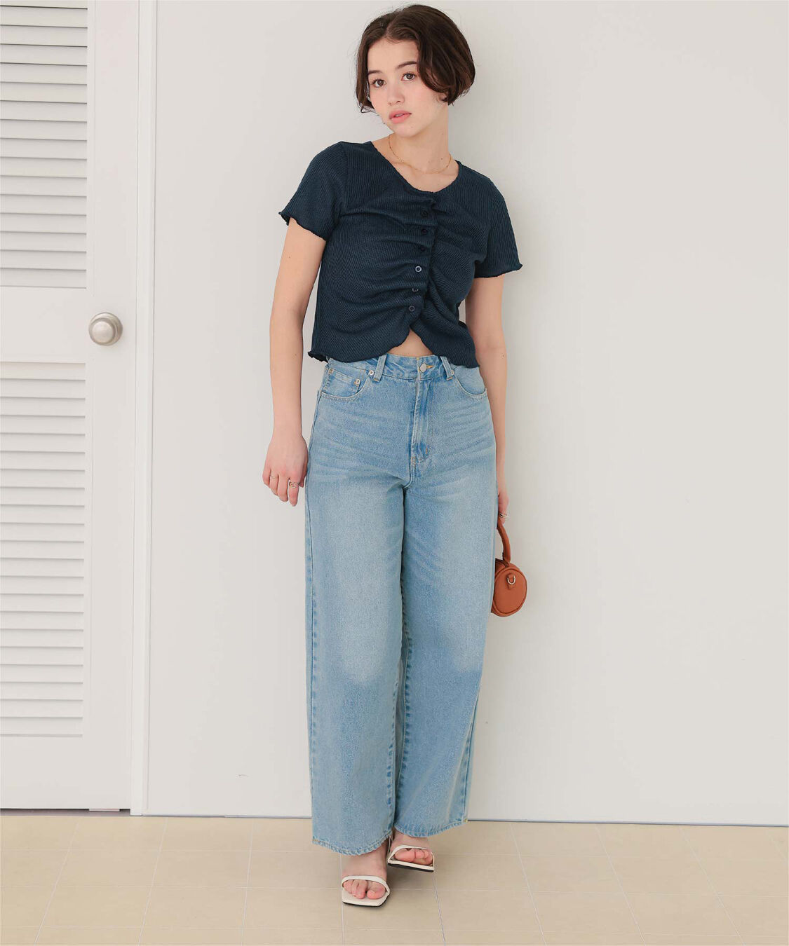 titivate「フロントギャザー半袖トップス」|Tシャツ・カットソー|
