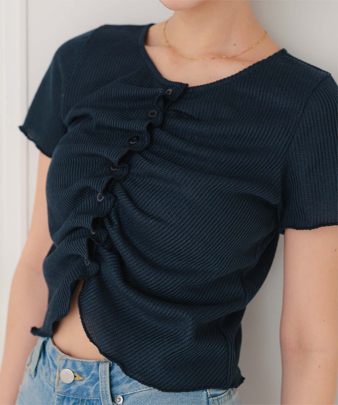 titivate「フロントギャザー半袖トップス」|Tシャツ・カットソー|