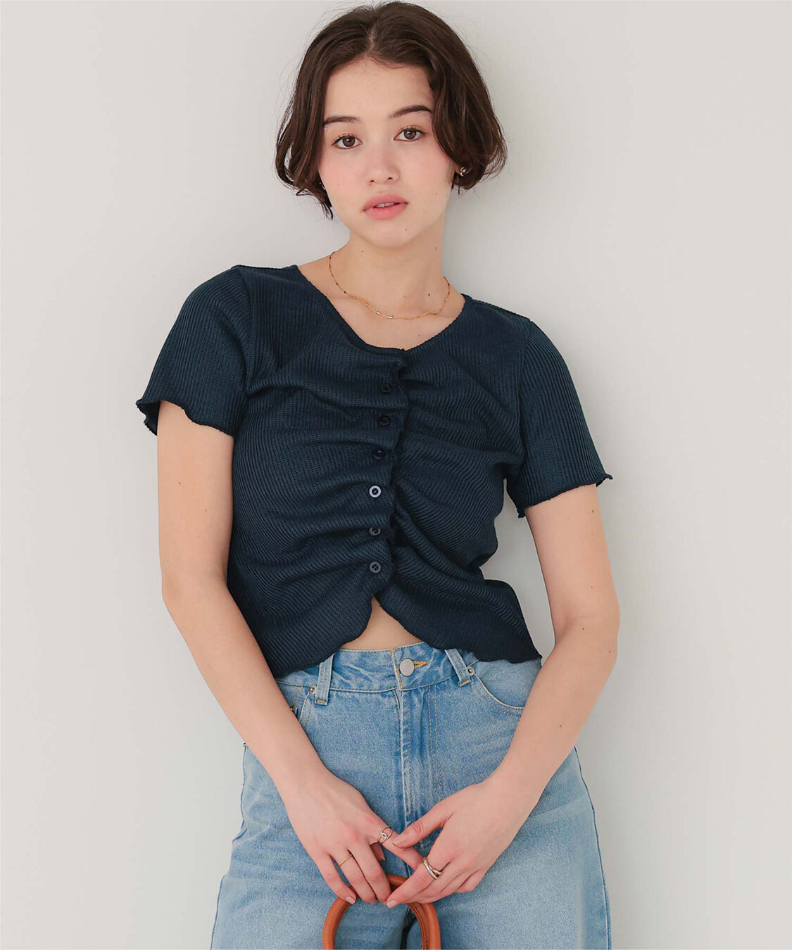 titivate「フロントギャザー半袖トップス」|Tシャツ・カットソー|