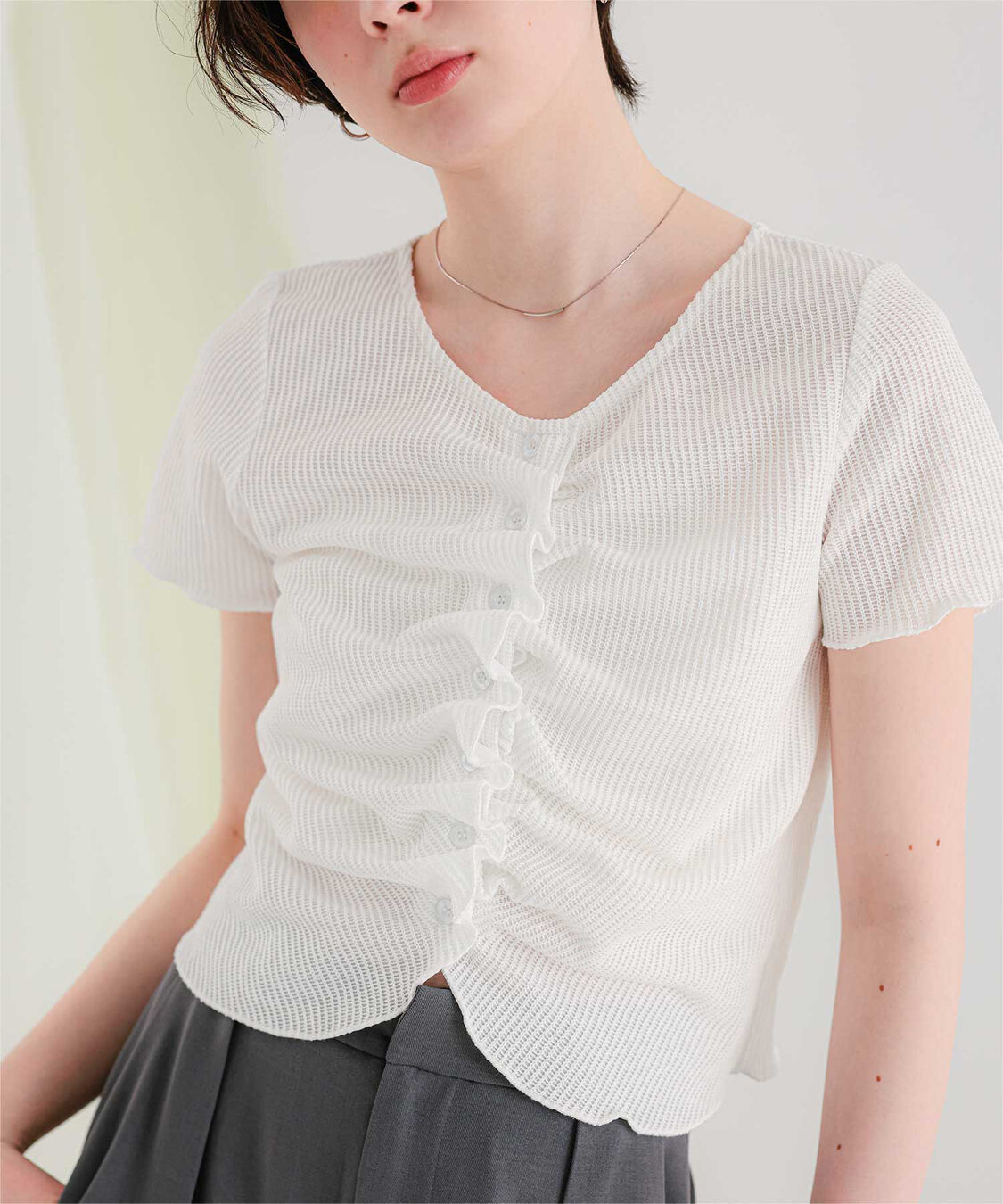 titivate「フロントギャザー半袖トップス」|Tシャツ・カットソー|