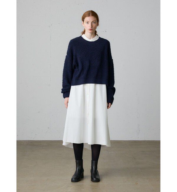 MidiUmi「MidiUmi Aラインバンドカラーシャツワンピース」|ワンピース|