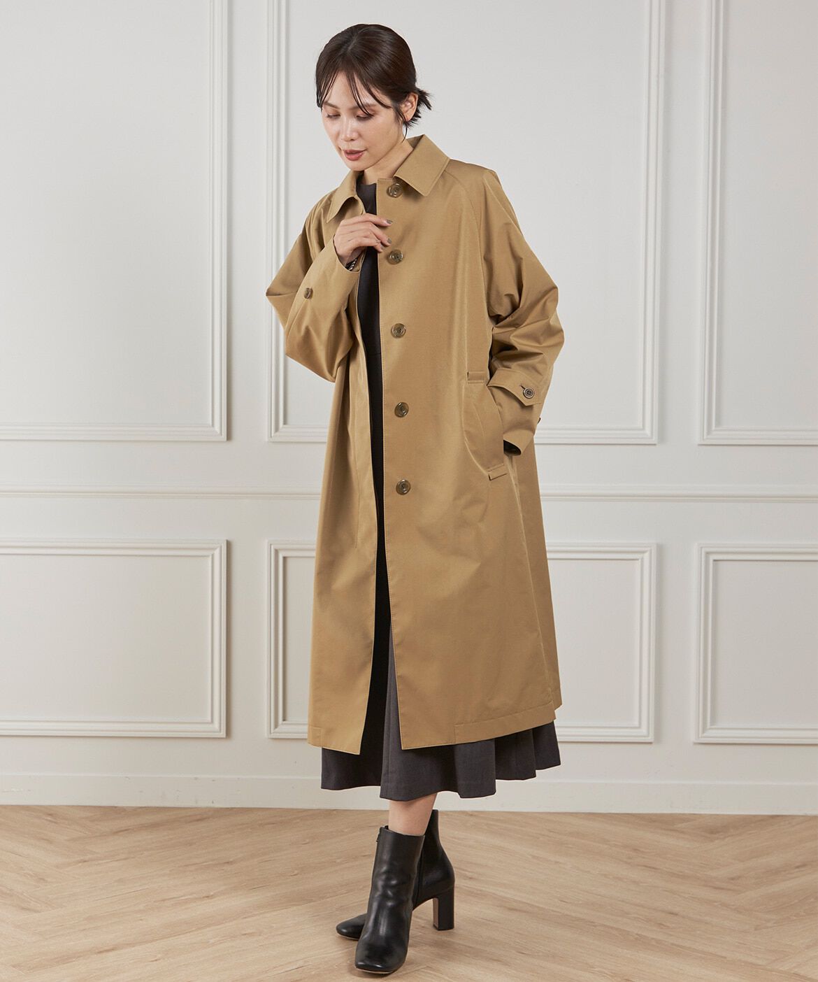 INED「コクーンシルエットステンカラーコート《Aquascutum》」|ステンカラーコート|