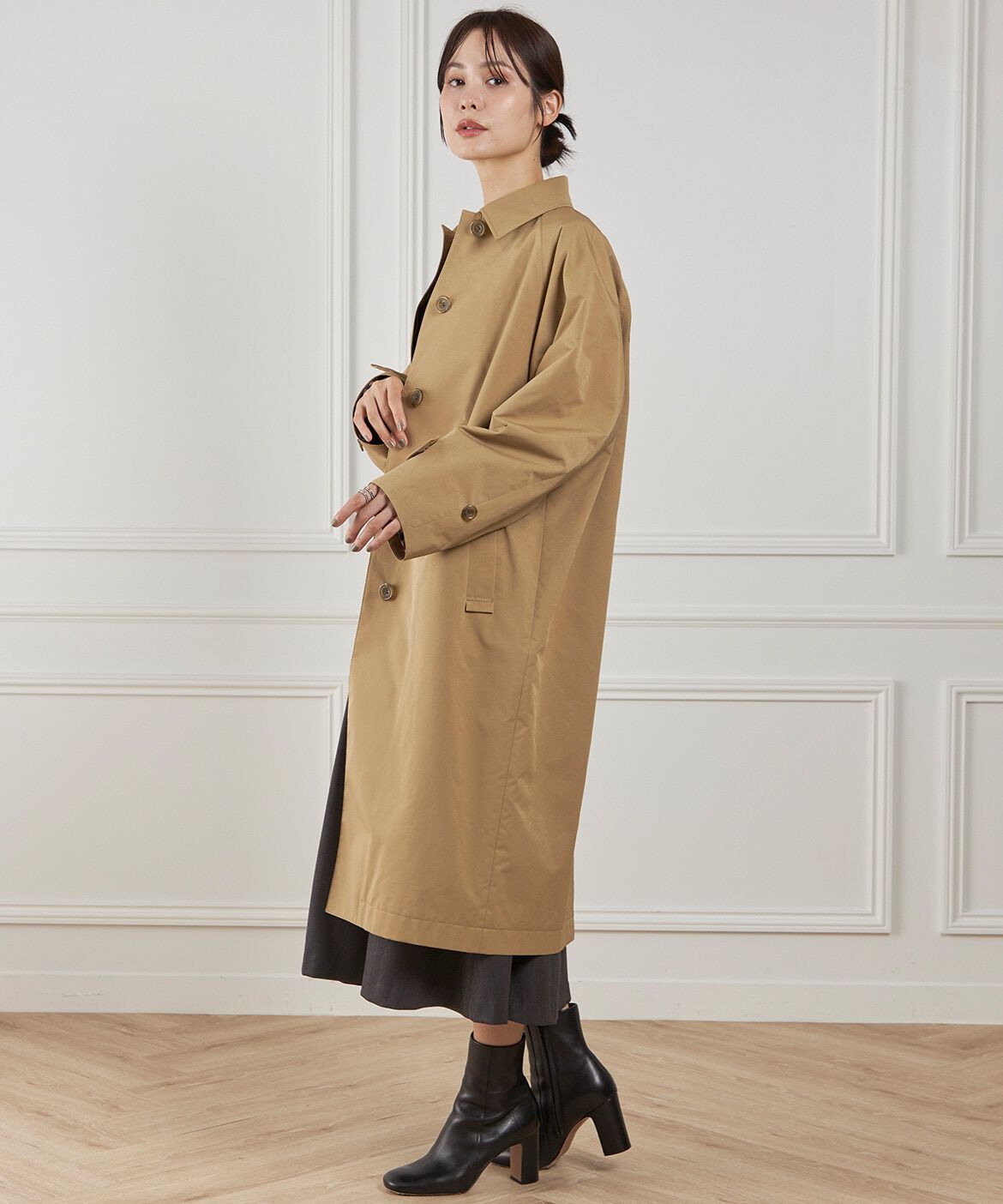 INED「コクーンシルエットステンカラーコート《Aquascutum》」|ステンカラーコート|