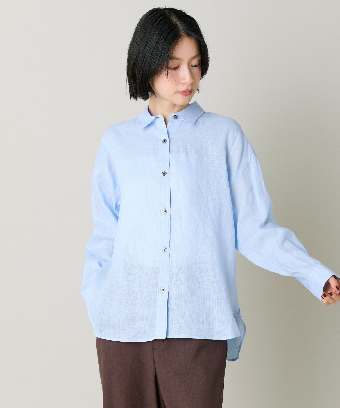 7-IDconcept.「《大きいサイズ》リネンシャツ｜上質な麻素材で涼しく快適な一枚」|シャツ・ブラウス|サックス3