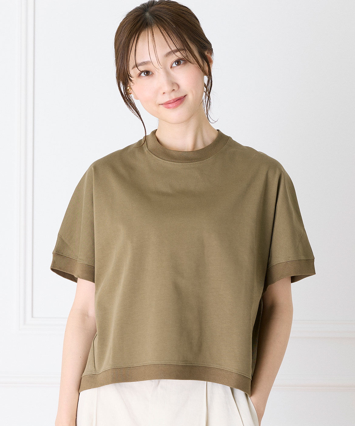 INED「《大きいサイズ》ドルマンスリーブTシャツ」|Tシャツ・カットソー|カーキ3