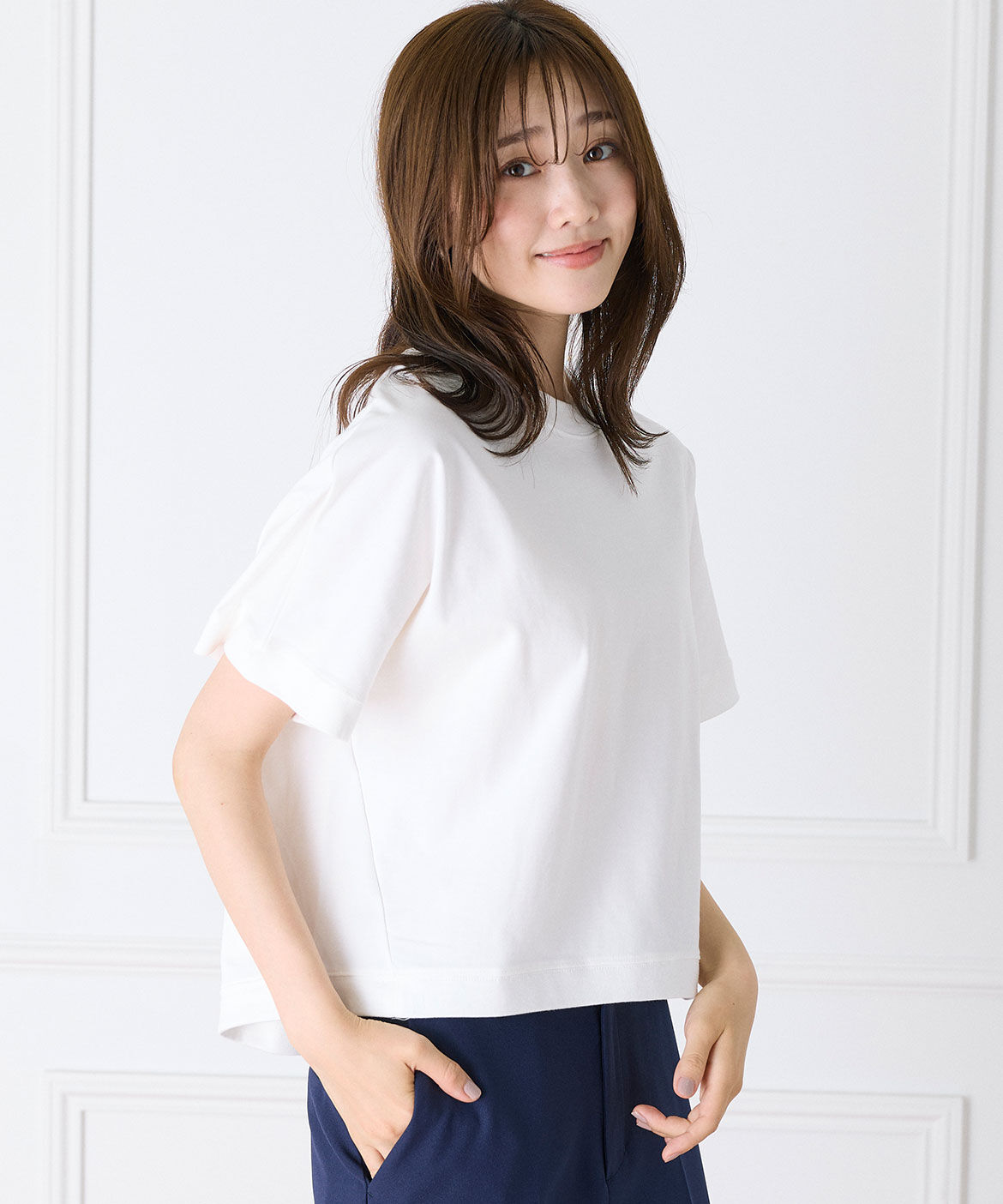 INED「《大きいサイズ》ドルマンスリーブTシャツ」|Tシャツ・カットソー|
