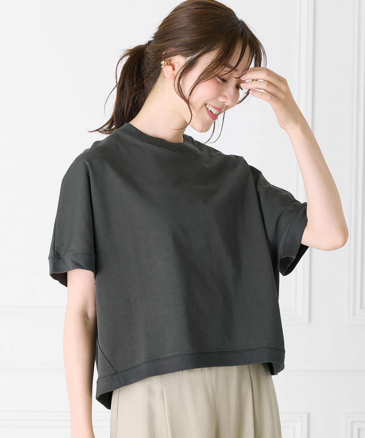 INED「《大きいサイズ》ドルマンスリーブTシャツ」|Tシャツ・カットソー|