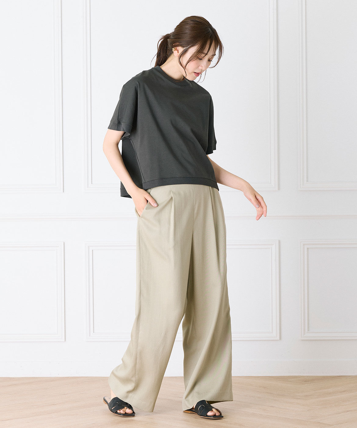 INED「《大きいサイズ》ドルマンスリーブTシャツ」|Tシャツ・カットソー|