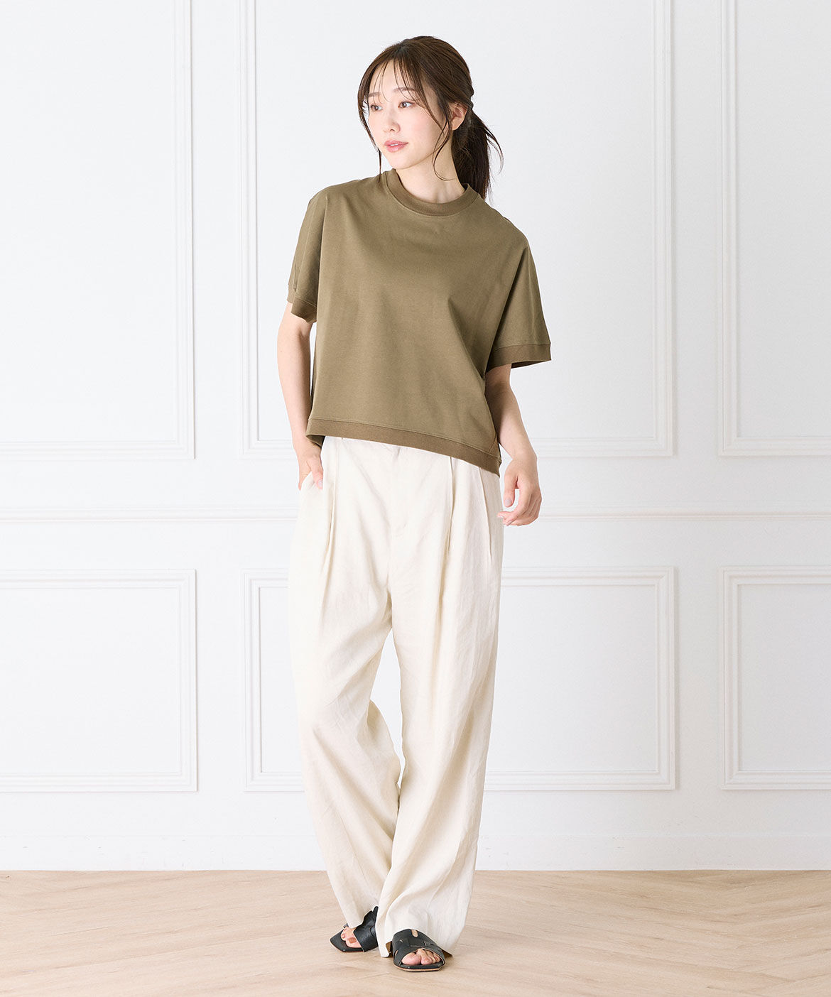 INED「《大きいサイズ》ドルマンスリーブTシャツ」|Tシャツ・カットソー|