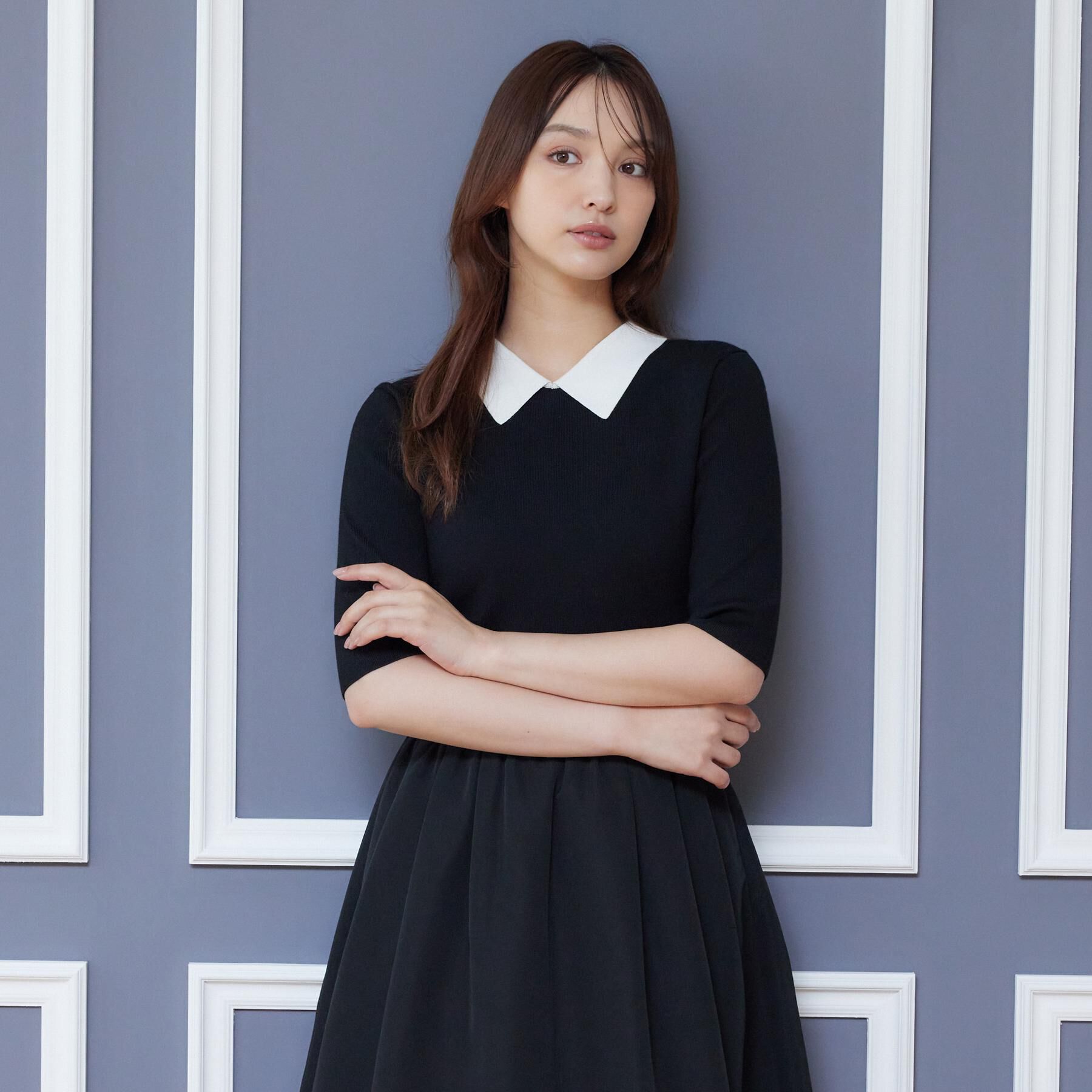 DRESSTERIOR「バイカラーニットコンビワンピース」|ワンピース|