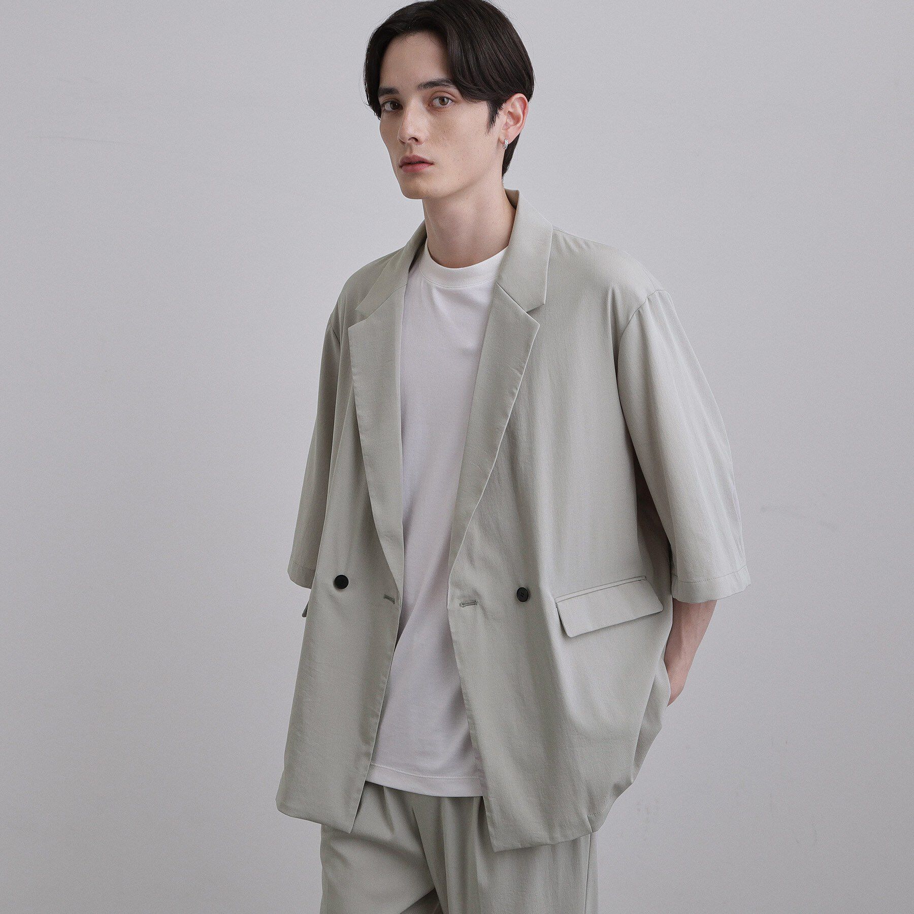tk.TAKEO KIKUCHI「【接触冷感／UVCUT／セットアップ対応可】COOL PLAY5部袖ジャケット」|テーラードジャケット|