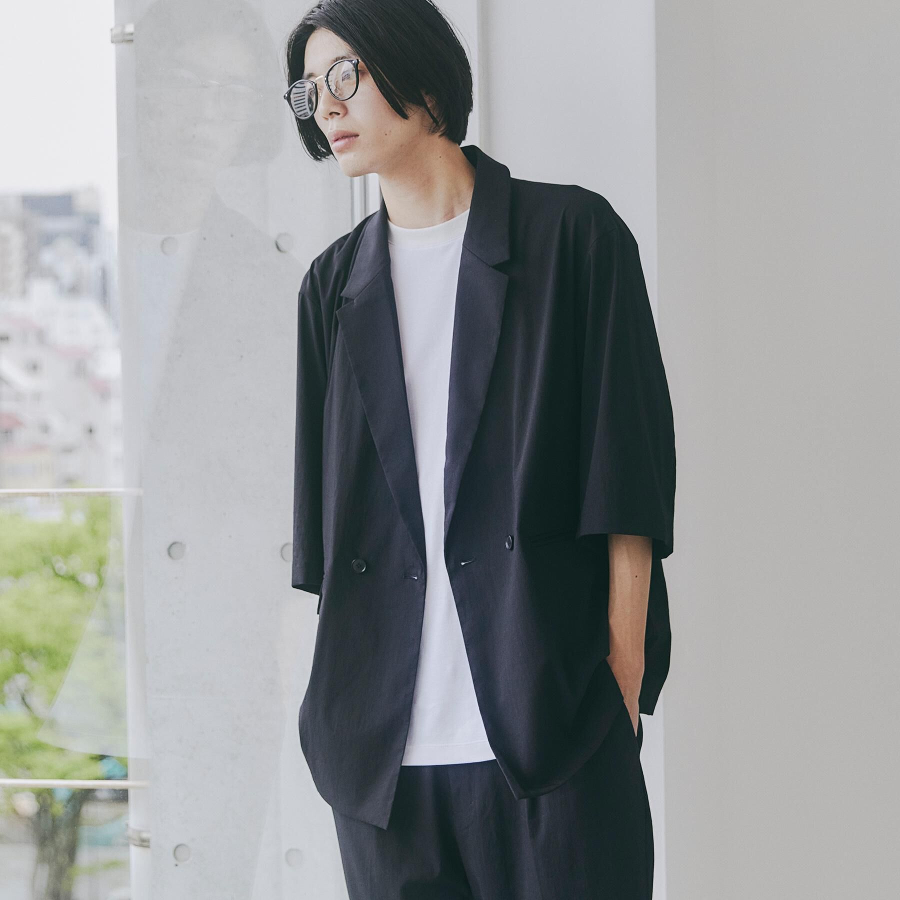 tk.TAKEO KIKUCHI「【接触冷感／UVCUT／セットアップ対応可】COOL PLAY5部袖ジャケット」|テーラードジャケット|