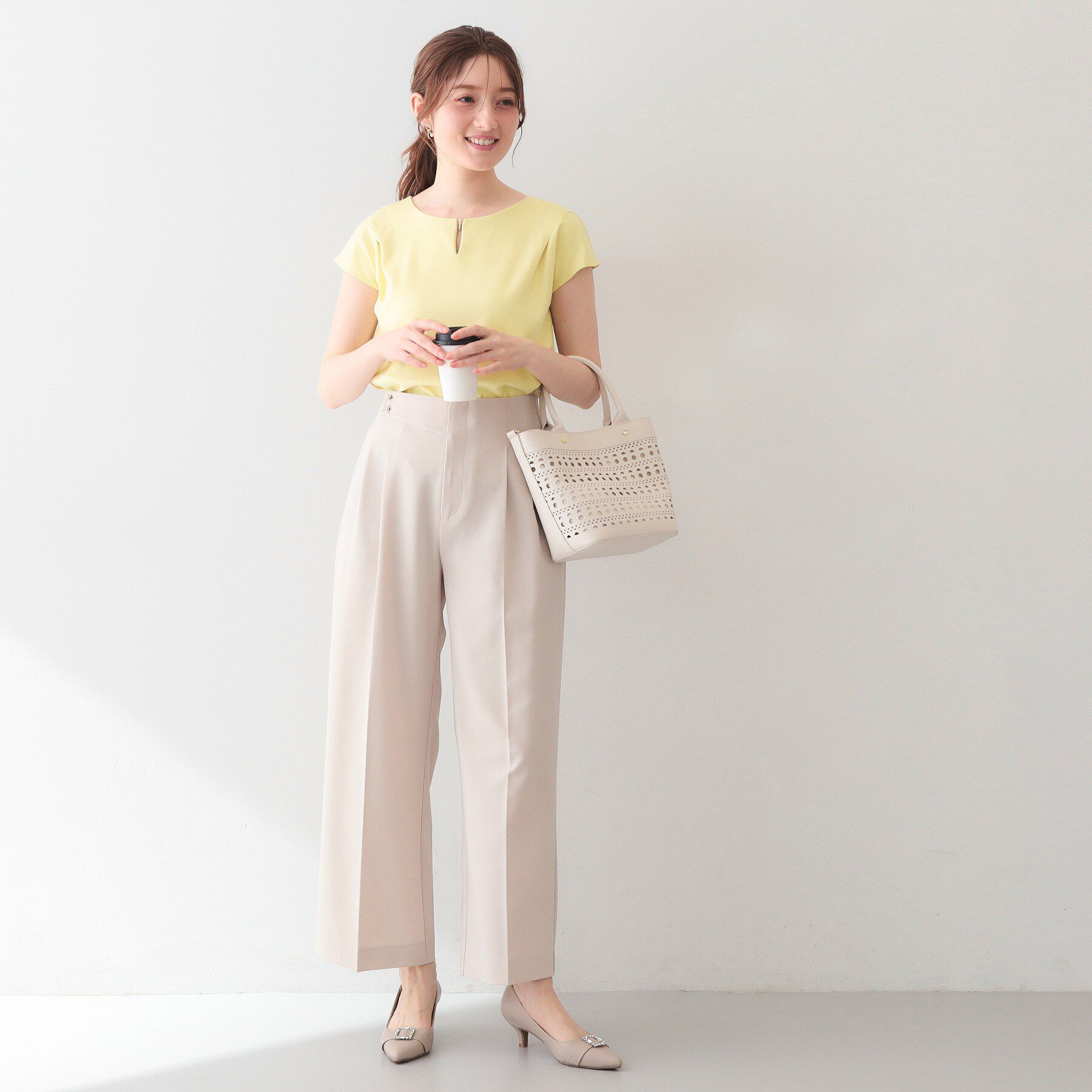 index「【接触冷感】ビジューキーネックフレンチトップス《UVケア／洗濯機OK／XS～3L／8col》」|Tシャツ・カットソー|