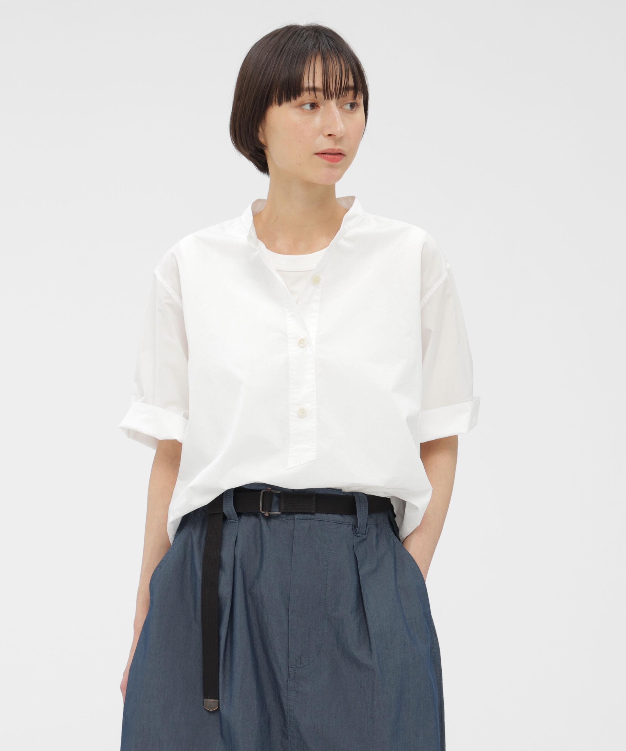 MHL.「COTTON RAMIE POPLIN SHIRT」|シャツ・ブラウス|WHITE