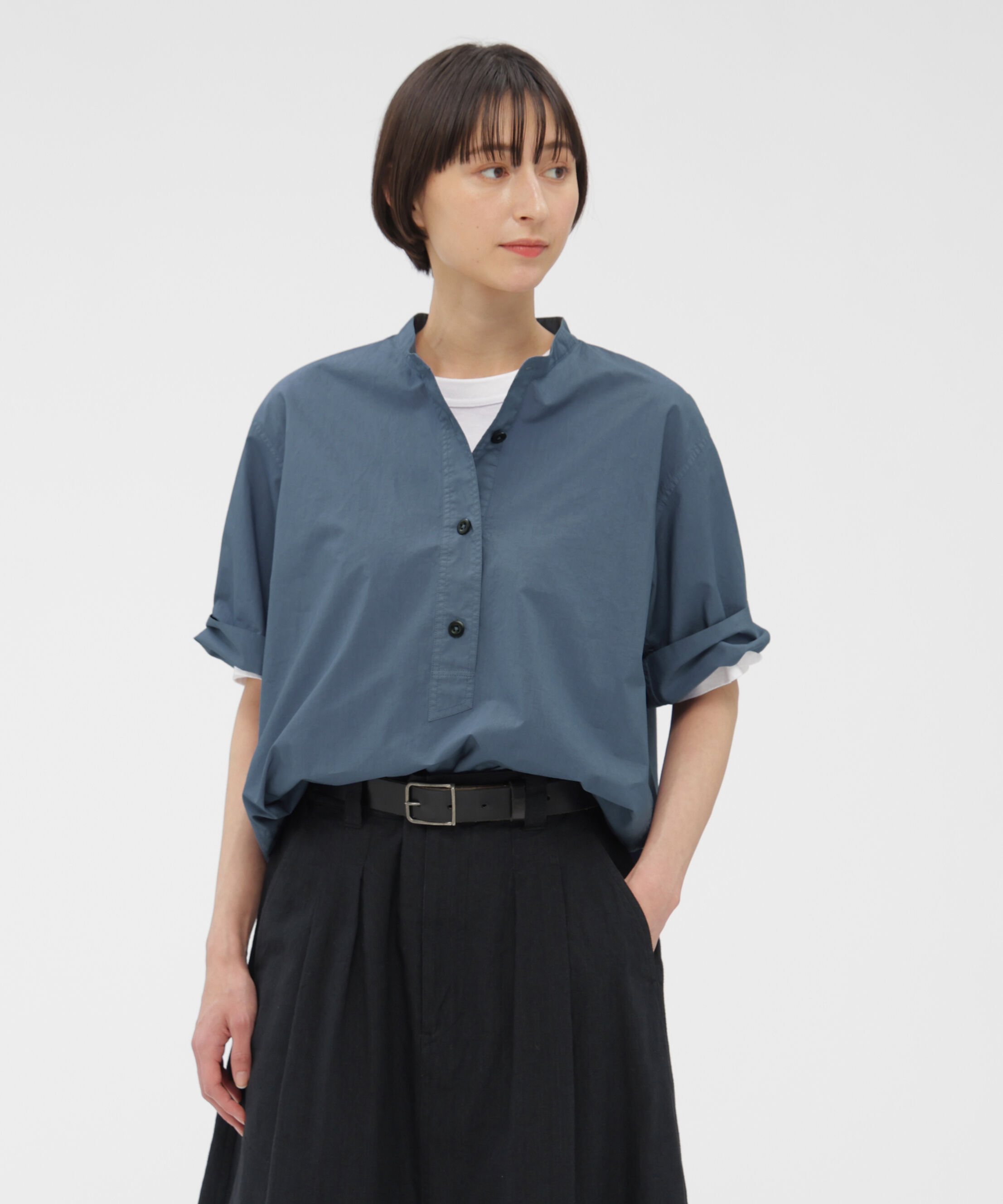 MHL.「COTTON RAMIE POPLIN SHIRT」|シャツ・ブラウス|MID BLUE3