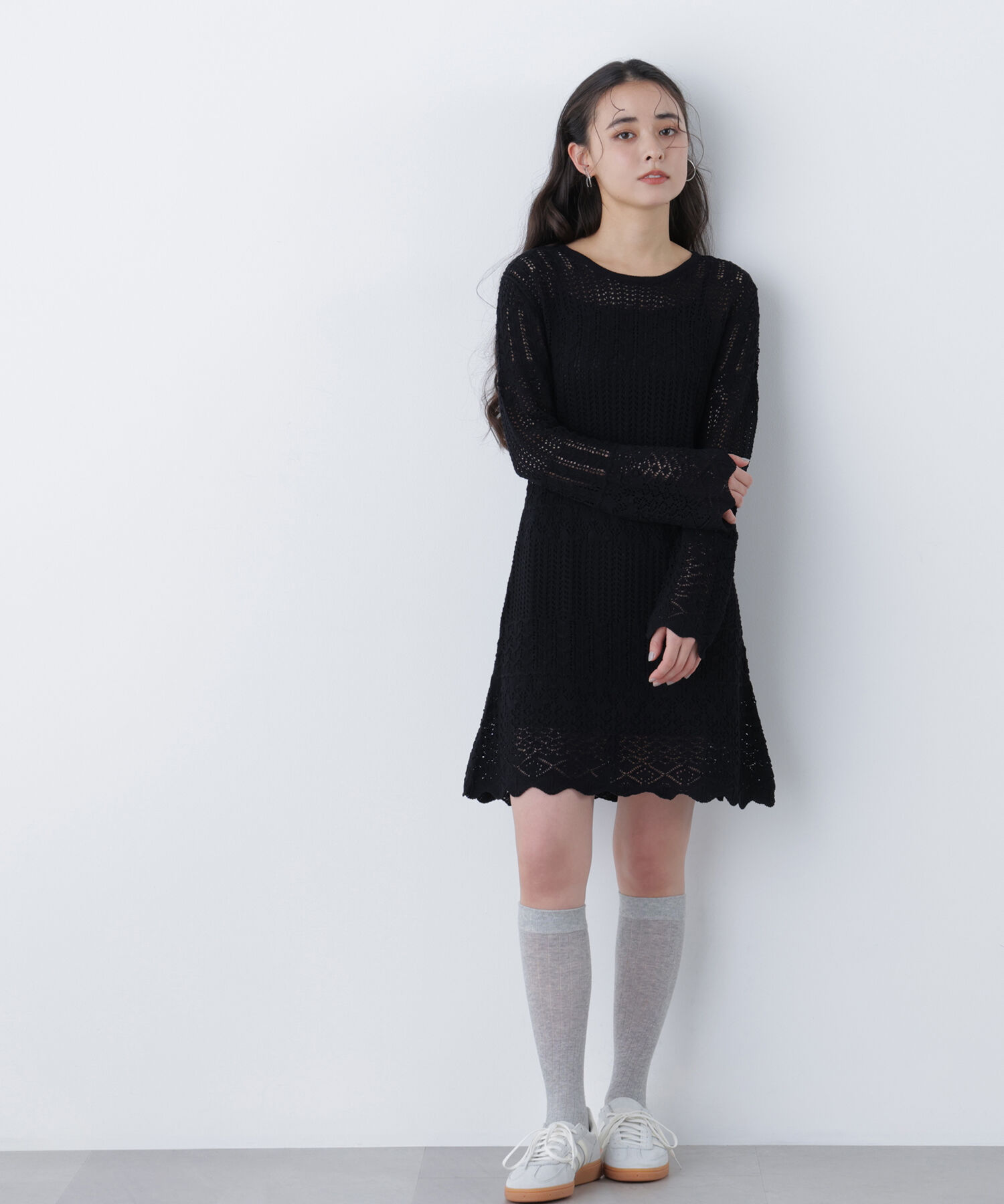  「〈N.〉透かし編みニットミニワンピース」|ワンピース|