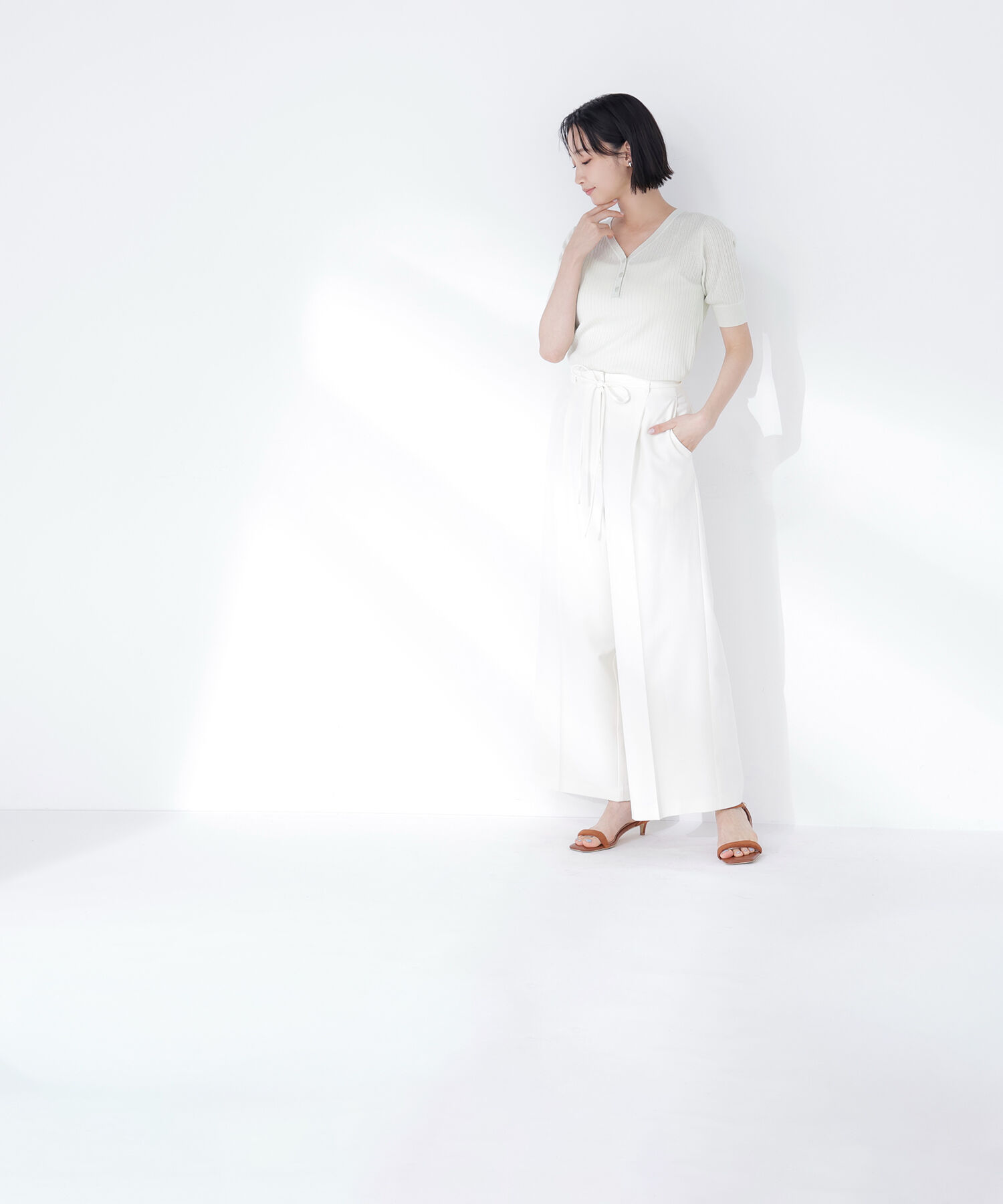  「ナローリボンタックワイドパンツ」|その他|